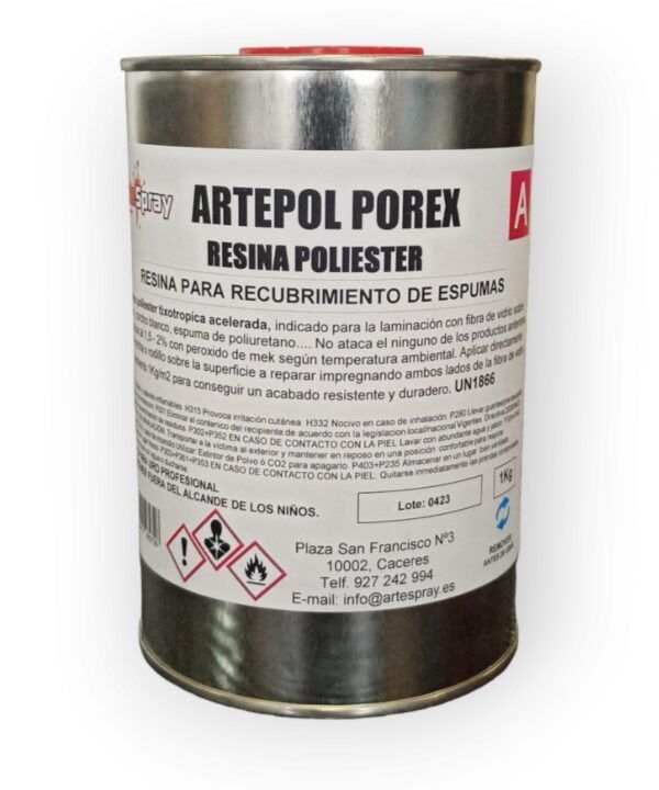 Artespray - RESINA DE POLIESTER PARA POREX Y CORCHO BLANCO