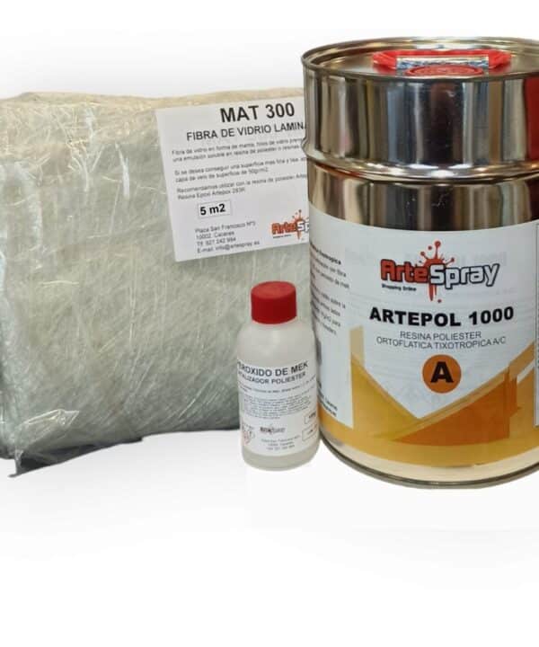 Artespray - Kit Conjunto Resina de poliester con fibra de vidrio 5Kg